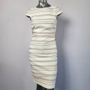 J.Crew Suiting Pink Stiped Cap Sleeve Sheath Dress | Women's 0